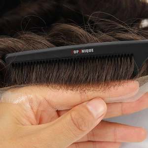TOPUNIQUE Prothèse Capillaire Homme Cheveux Indiens Base en Dentelle Suisse Complète Cheveux Humains Remy Ondulation Naturelle Système de Remplacement à 100% de Densité Base en PU - Product Image 5