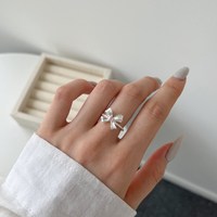 Dylam Fine Jewelry Bague en argent 925 réglable en zircon cubique rose pour filles Valentine Anneaux ouverts en forme d'arc mignons pour femmes