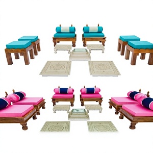 Premium Quality Wooden Mandap Chairs Set Wedding Mandap Low-Seating Chairs Set Wooden <b>Stools</b> & Furniture for Wedding Mandap USA - Product Image 1
