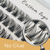 Logo Kustom Bulu Mata Palsu Tempel Sendiri Faux Cils Press on Lashes Clusters