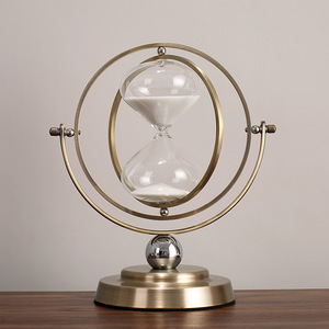 Globe <b>Hourglass</b> Timer 30 Minute Metal Modern Design Rotating Home Study Room Furnishing - Product Image 1