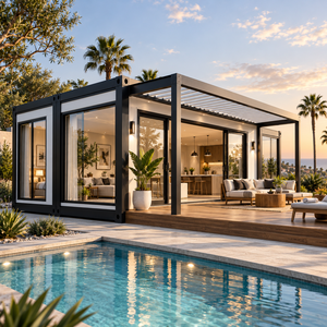 Casa Contenedor Moderna, Diseño Rectangular, Casa Prefabricada Modular de Acero, Portátil y Expandible, de 2 a 6 Dormitorios, Espacio de Vida al Aire Libre - Product Image 3