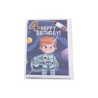 Cartão de visita de aniversário para crianças, carimbo bonito com rocket, criativo, presente de aniversário, cartão de visita para crianças com idade