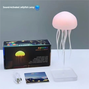 Intelligent voice-controlled jellyfish lamp, floating atmosphere lamp, dynamic tentacles, colorful gradient <b>light</b>. - Product Image 3