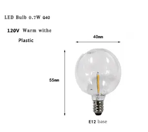 Оптовая продажа 2700K CCT регулируемый шар e12 base g40 стеклянная декоративная лампа накаливания светодиодная лампа