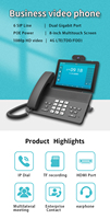 Teléfono IP con Pantalla de 8 Pulgadas, Sistema Android 11.0, Multifuncional, VoIP, PSTN, 4G, 6 Líneas SIP, PoE, WiFi, Video 1080P, Doble RJ45 de 1000Mbps para el Hogar