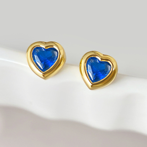 Pendientes de Moda para Mujer, Chapados en Oro de 18K, Multicolores, con Circonita Cúbica en Forma de Corazón - Product Image 4