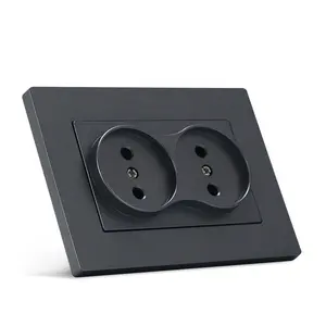 European Standard 86*86 Fireproof PC Plastic Panel Wall Power Socket Double Non-Grounding Russia Plugs And Sockets