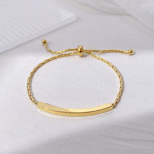 Pulsera de Cadena de Acero de Titanio Ajustable, Impermeable, con Letra Geométrica Grabable y Circonitas, Chapada en Oro de 18K, de Moda, Popular en 2023 - Product Image 5