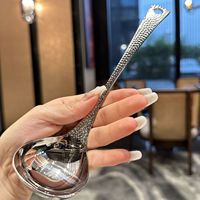 Cuillère à soupe en acier inoxydable à long manche, design écailles de poisson, pour marmites chaudes, ustensile de cuisine, modèle tendance