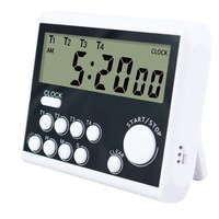 Timer Hitung Mundur Multi Grup Premium Layar LCD Besar Tampilan 12/24 Jam untuk Uji Coba Industri, Memasak, dan Pengingat Waktu Pelajar