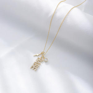 Collana con nome in cristallo pendente personalizzato con nome in zircone pieno con <span class=keywords><strong>pietra</strong></span> di nascita nome diamante 925 gioielli in argento massiccio personalizzati - Product Image 2