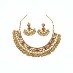 Silver Plated Brass Zircon Kundan Bridal Engagement Wedding Party Gift Ethnic High Quality Jewelry <b>Set</b> Choker Necklace Drop - Product Image 2