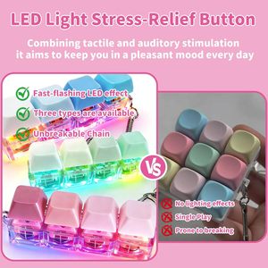 SOMAREM Keyboard Fidget Toy 4 Key Clicker with Led <b>Lights</b> Keychain for Ages 8-13 Unisex Plastic Stress Reliever - Product Image 3