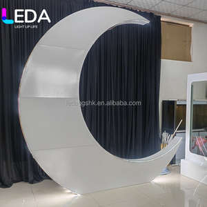 LEDA Moon Shape Metal <b>Backdrop</b> Custom Wedding Stage Prop for Venue Party Decoration - Product Image 2