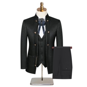 Nouveau design, style traditionnel, <span class=keywords><strong>smoking</strong></span> de marié, col mandarin, <span class=keywords><strong>costume</strong></span> 3 pièces pour <span class=keywords><strong>homme</strong></span> pour mariage - Product Image 2