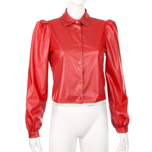 OEM 2020 Nouveautés femme Vêtements En Cuir Élégant Bouffée Manches Longues Été mode Dames Bureau Chemises <span class=keywords><strong>Chemisier</strong></span> - Product Image 3