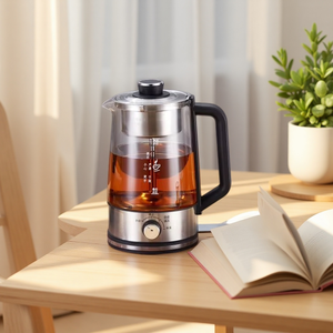 Infuseur à thé en verre avec prise EU 1,5L 360 °   Plaque chauffante 316 à commande par bouton 4 vitesses, avec fonction ébullition automatique, pour hôtels et restaurants - Product Image 1