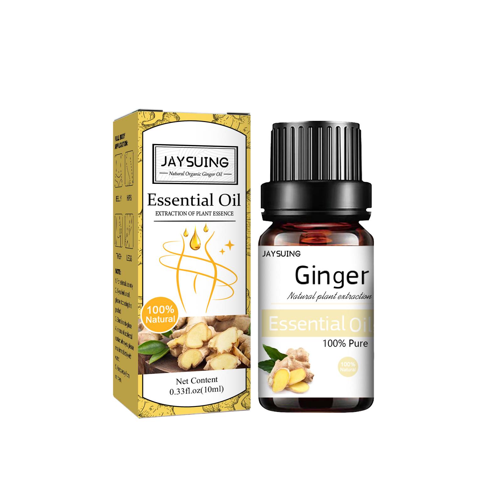 Jaysuing 30ml Organic Ginger Oil OEM Supply Body Beauty Essential Oil for Firming Toning Muscle Tension Relief