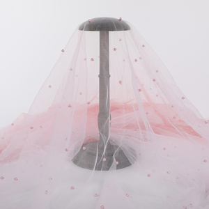 Màu hồng nhẹ nhàng ngọc trai Bead trang trí lưới vải đóng gói Ribbon quần áo có sẵn - Product Image 3