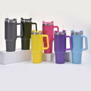 40oz 304 Stainless Steel Insulated Cup Handle Modern Simple Design Portable Car Outdoor Use Gift Giving <b>Beer</b>/Ice/Coffee Straw - Product Image 1