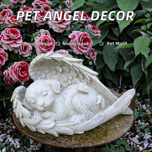 Statue créative en résine peinte à la main ange chien chat mémorial <span class=keywords><strong>pierre</strong></span> <span class=keywords><strong>tombale</strong></span> maison jardin décoration dessin animé Animal Figurine ornement - Product Image 2