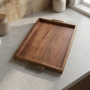 <b>Large</b> Handmade Acacia Wooden Breakfast Serving <b>Tray</b> Eco-Friendly Polished Finish Dishwasher Safe Decorative Household Restaurant - Product Image 1