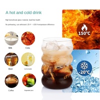 Cangkir Kaca Borosilikat Tinggi & Bambu Tahan Panas dengan Sedotan; Tumbler Kopi/Kola Portabel Gaya Instagram