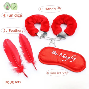 Látigo de paleta sexual para juego de adultos, Kit de Bondage, 4 piezas, juego de esposas, dados, azotes, venda para los ojos, parche para coquetear, juguetes exóticos para amantes - Product Image 3