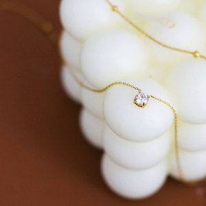 Collier double en acier inoxydable plaqué or 18 carats avec zircon, résistant à l'eau et inaltérable, avec logo personnalisé, pour femme - Product Image 4