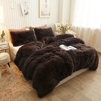 Plüsch Shaggy Bettbezug Luxus Ultra Weiche Kristall Samt Bettwäsche Set Zipper Verschluss