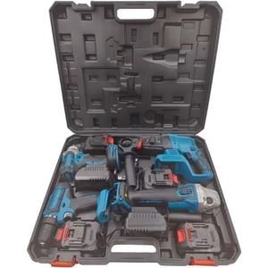 Kit d'outils électriques sans fil OEM (4 pièces) Marteau/Perceuse/Meuleuse/Clé <span class=keywords><strong>à</strong></span> chocs sans fil <span class=keywords><strong>Batterie</strong></span> au lithium Travail intensif Boîte de rangement robuste - Product Image 1