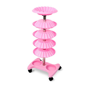 Z Nail Polish Trolley Organizer 5 Layers Nail Polish Spinning Rack <b>Rotating</b> Nail Polish <b>Display</b> <b>Stand</b> with Wheels - Product Image 1