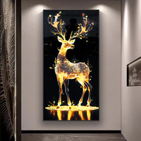 Nouvelle Peinture Murale Moderne Paysage Cerf Animal LED en Porcelaine Cristalline Décoration Intérieure pour Salon