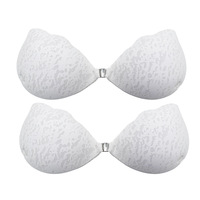 Soutien-gorge push-up invisible sexy en dentelle sans bretelles avec design respirant sans armatures et cache-tétons adhésifs jetables pour femmes