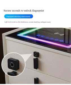 고리 버들 세공 충전식 나무 지능형 회색 스마트 유리 <span class=keywords><strong>2</strong></span> 무선 충전기가있는 가구 긴 침대 옆 캐비닛 - Product Image 6