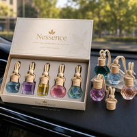 Bouteille de parfum suspendue en verre pour diffuseur de voiture, avec bouchon en bois, vide, 5ml, 8ml, 10ml, forme ronde, prête à être expédiée