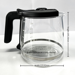 Jarra de Vidrio de Borosilicato Ecológica y Duradera de 12 Tazas y 1.8L Personalizada de Fábrica, Jarra Transparente para Café, <span class=keywords><strong>Cafetera</strong></span> <span class=keywords><strong>Oster</strong></span> - Product Image 2