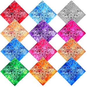 Bandanas en coton personnalisés avec logo, 22*22 pouces, bandanas à motifs paisley, bandanas fantaisie à dégradé, foulards de cowboy pour hommes et femmes - Product Image 2