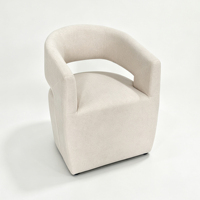 Fauteuil d'appoint moderne à dossier creux en tissu lin, réglable en hauteur, sur roulettes, avec roues universelles, fauteuil mobile