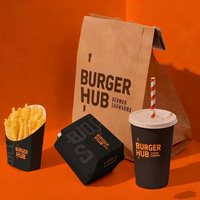 Boîtes d'emballage écologique fast-food Boîte à hamburger en papier kraft avec impression de logo