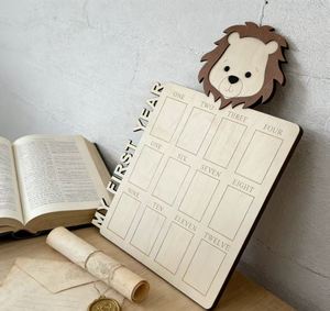 Cadre photo en bois sur le thème des animaux mignons pour bébé, affichage des photos des 12 mois, décoration originale pour la chambre d'enfant, pour garçons et filles - Product Image 2