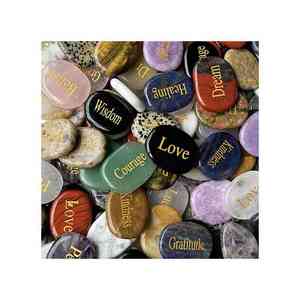 Personnalisé Gravé Poli Palm Inspirational Stones Amour Espoir Paix Noir Poche gravure Mot Méditation pierre <span class=keywords><strong>de</strong></span> Prière - Product Image 1