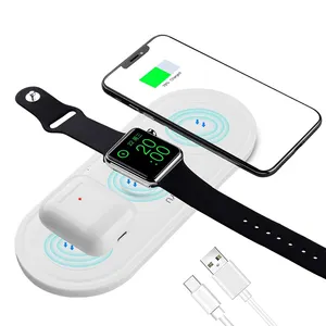 뜨거운 판매 3 in 1 무선 충전기 패드 10W Qi 휴대용 고속 무선 충전 스테이션 iPhone Apple Watch Airpods 호환