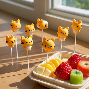 Accesorios para el almuerzo <span class=keywords><strong>escolar</strong></span>, palo portátil con forma de Animal de dinosaurio para recoger frutas, palillos de dientes de frutas de animales bonitos para comedores quisquillosos - Product Image 4