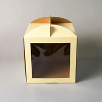 Boîte en carton ondulé personnalisée de haute qualité avec poignée, matériaux de qualité alimentaire pour l'emballage de gâteaux d'anniversaire, avec fenêtre en PET et logo imprimé
