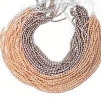 Perles d'eau douce en forme de riz de 3-4 mm, lueur intense, surface propre et impeccable, couleurs multiples rose, orange, violet, origine Zhuji