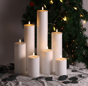 <span class=keywords><strong>Bougie</strong></span> <span class=keywords><strong>LED</strong></span> sans flamme à piles en cire de paraffine, fabriquée à la main, écologique et sûre, modèle PILLAR de Mermei - Product Image 2
