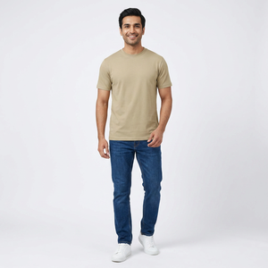 Camiseta de Verano para Hombre, 100% Algodón, Casual, Sólida, Transpirable, con Cuello Redondo y Mangas Cortas, Precio al por Mayor - Product Image 1