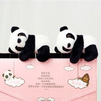 Marque-page créatif en peluche Panda 10 cm, rembourré en coton PP, petite pince à rideau, jouet souvenir, animal en peluche doux